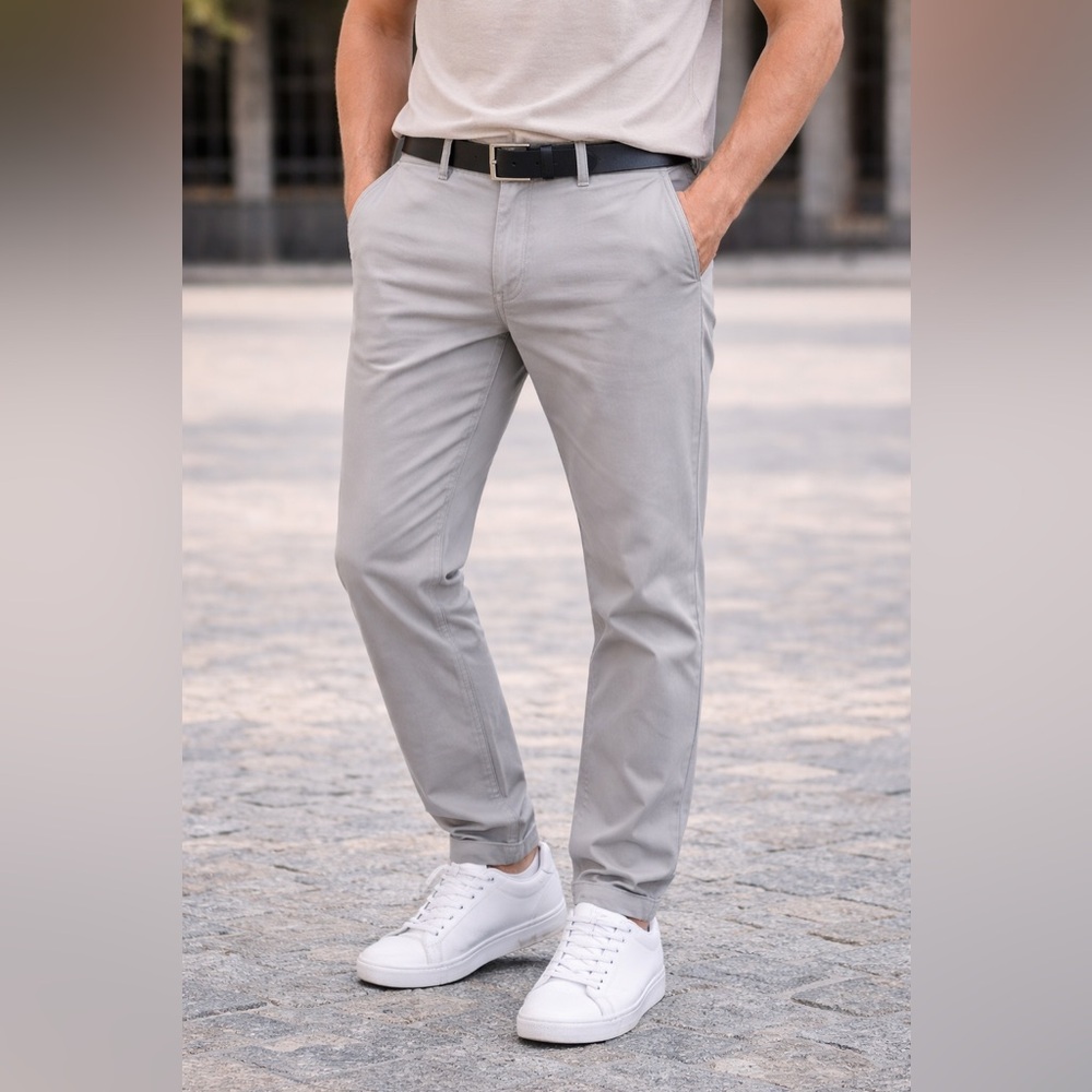 Men's Slim Straight Gray Casual Pants